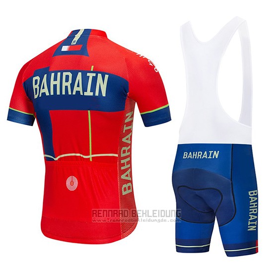 2019 Fahrradbekleidung Bahrain Merida Rot Trikot Kurzarm und Tragerhose